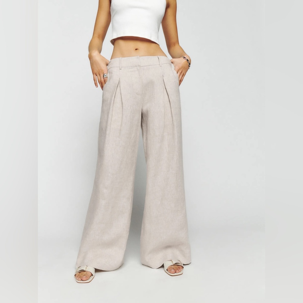 Reformation Asher Linen Low Rise Pant